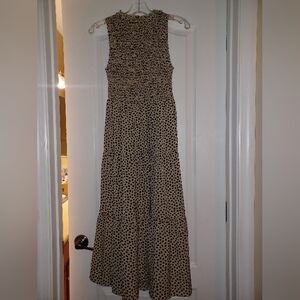 SHEIN Beige Maxi Dress with Black Spot Pattern